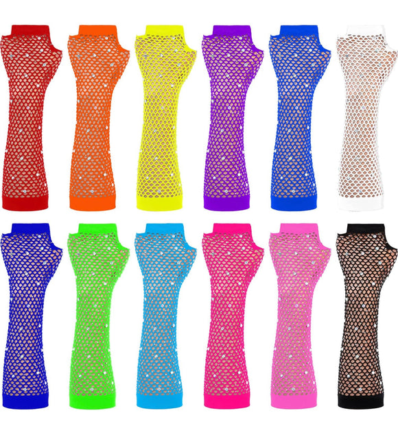 Fingerless Neon Fishnet Gloves