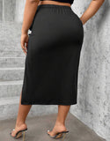 High Slit Skirt With 3d Flower Embellishment