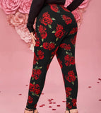 Plus Allover Floral Print Leggings