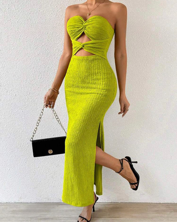 Tight Tube Top Twist Sexy Party Textured Dress