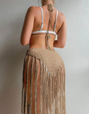 Hollow Out Fringe Hem Cover Up Without Lingerie