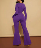 Solid Color Flared Jumpsuit With Sweetheart Neckline