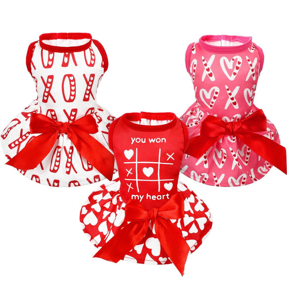 Valentine Pet Dresses With Bow