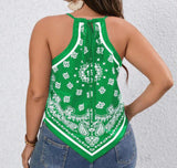 Paisley Print Hanky Hem Halter Top