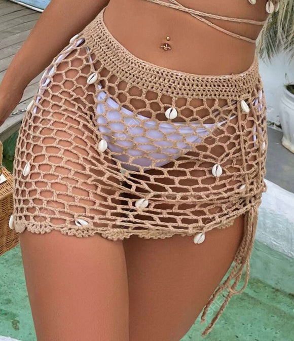 BohoFeel Shell Detail Crochet Cover Up Skirt Without Bikini