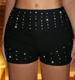 Rhinestone Detail Skinny Shorts