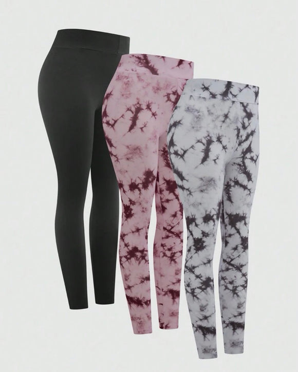 Tie Dye Printed Leggings Set For Women