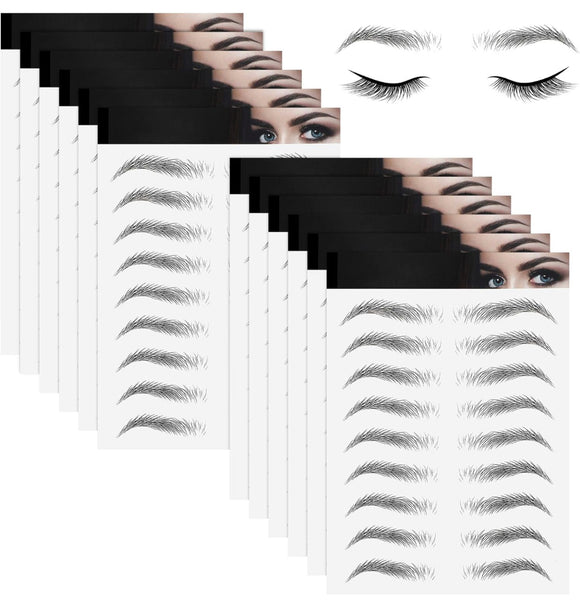 12 Sheets 108 Pairs Hair Like Waterproof Eyebrow Tattoos Stickers