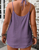 Solid Color Hollow Embroidered Cami Top