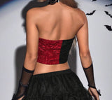 Two Tone Lace Up Front Frill Trim Tube Top