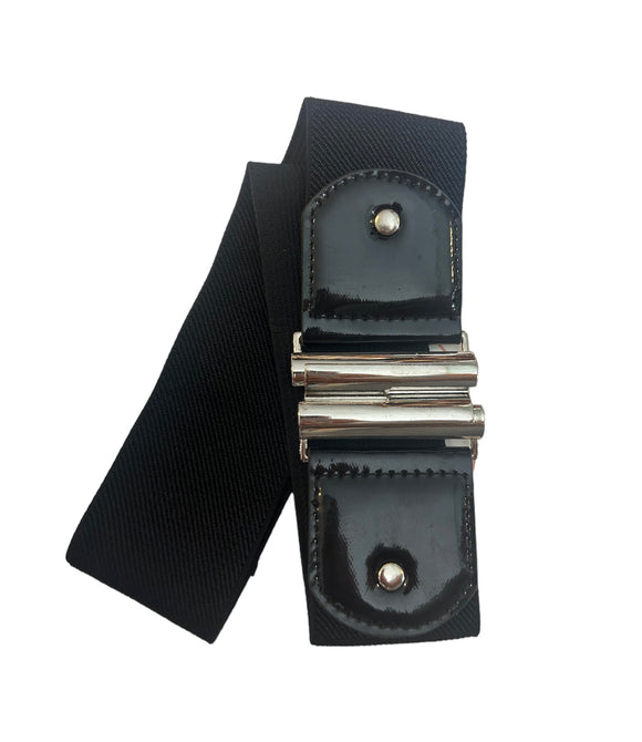 Black and silver buckle belt
