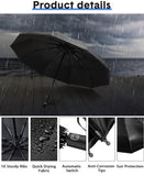 Windproof Travel Umbrellas 10 Ribs Auto Open & Close Collapsible Folding Compact Umbrella for Rain Snow Sun