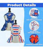 July Dog Dress American Flag Pattern Puppy Dress with Bow