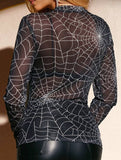 Long sleeve spiderweb top