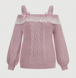 Plus size off shoulder long sleeve sweater