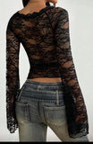 Black long sleeve lace top
