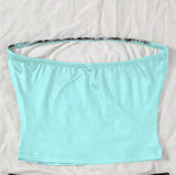 Mint tube top with cross print