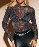 Long sleeve spiderweb top