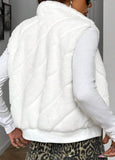 White Fluffy Zip-up Vest