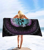 Purple Half Skull Printed Outdoor Beach Towel