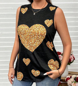 Plus size Gold heart print top