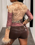 Long sleeve fur cardigan