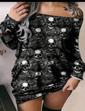 Plus size off shoulder skull dress