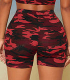 Camo Print Cut Out Biker Shorts