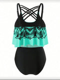 2-piece skull print strappy tankini