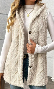 Fluffy hooded vest