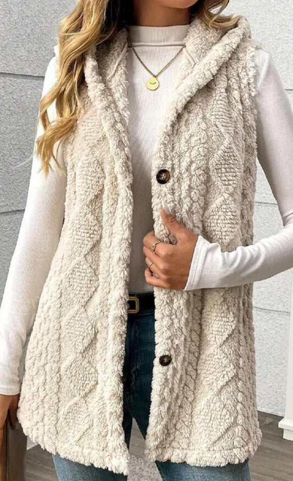 Fluffy hooded vest