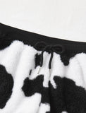 Cow Print Drawstring Waist Shorts