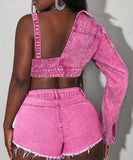 One sleeve Denim top