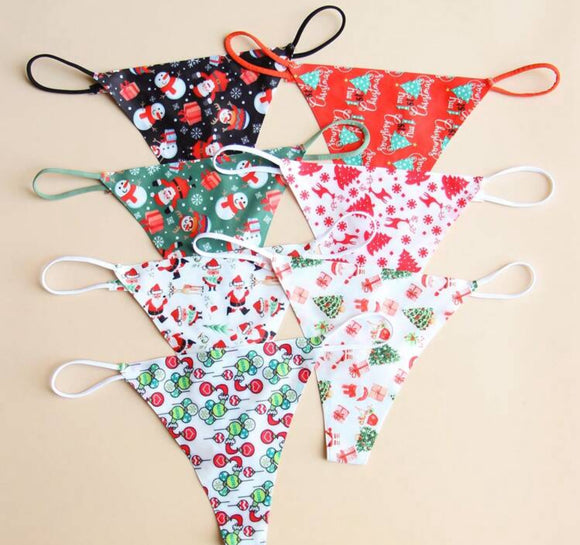 Holiday print thongs