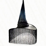 Black Oxford Cloth Witch Hat With Tassels