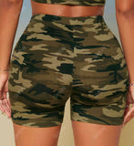 Camo Print Cut Out Biker Shorts