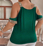 Short sleeve cold shoulder top