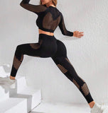 Yoga Sxy Hollow Out Raglan Sleeve Sports Set