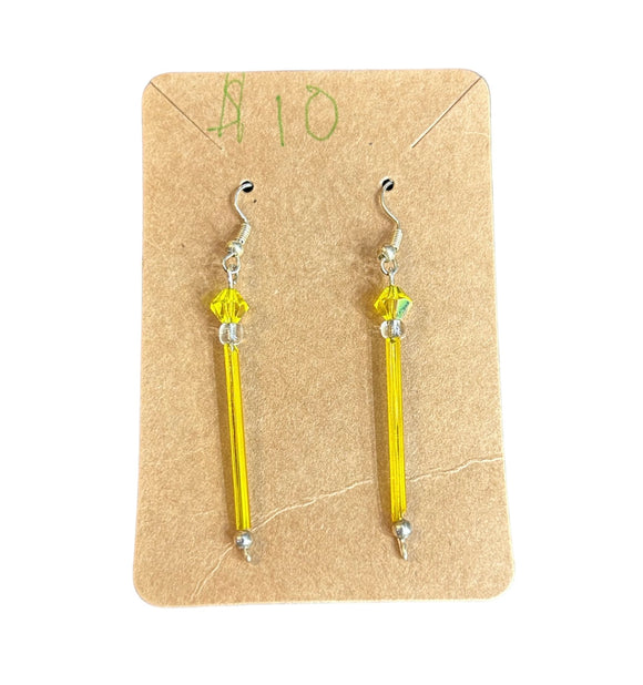 Yellow Beaded Dangle Earrings