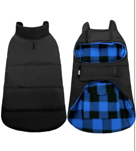 Dog Fleece Jacket Plaid Reversible Dog Vest Waterproof