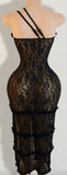 One shoulder long lace dress
