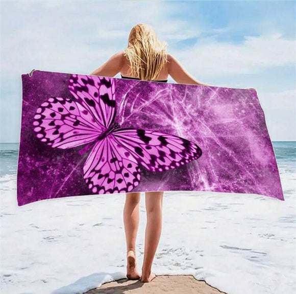 Butterfly Printed Ultra-Fine Fiber Beach Towel