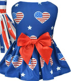 July Dog Dress American Flag Pattern Puppy Dress with Bow