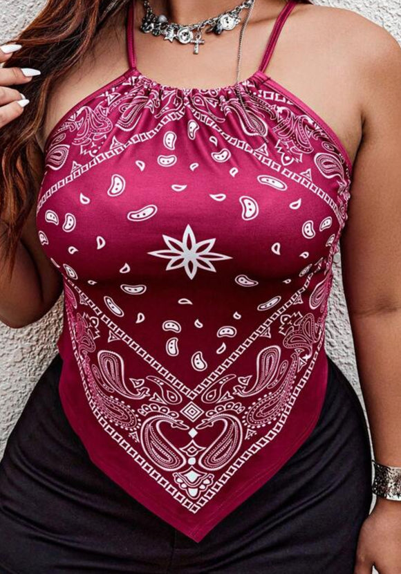 Asymmetrical Paisley print top