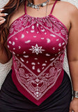 Asymmetrical Paisley print top