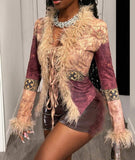 Long sleeve fur cardigan
