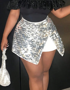 High Waist Sequin Skort