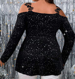 Long sleeve cold shoulder top