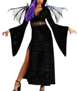 Halloween Witch & Vampire Themed Black Long Dress