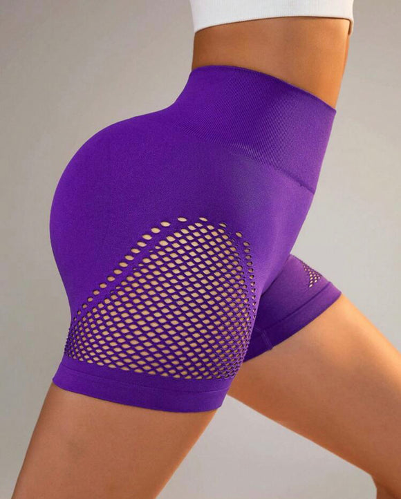 High Elasticity Seamless Mesh Patchwork Sport Shorts